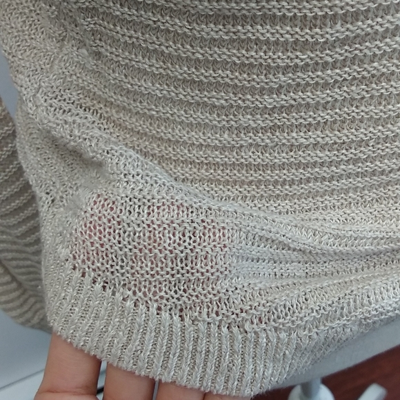Tahari 100% Linen Cream Knit Top - Picture 4 of 10